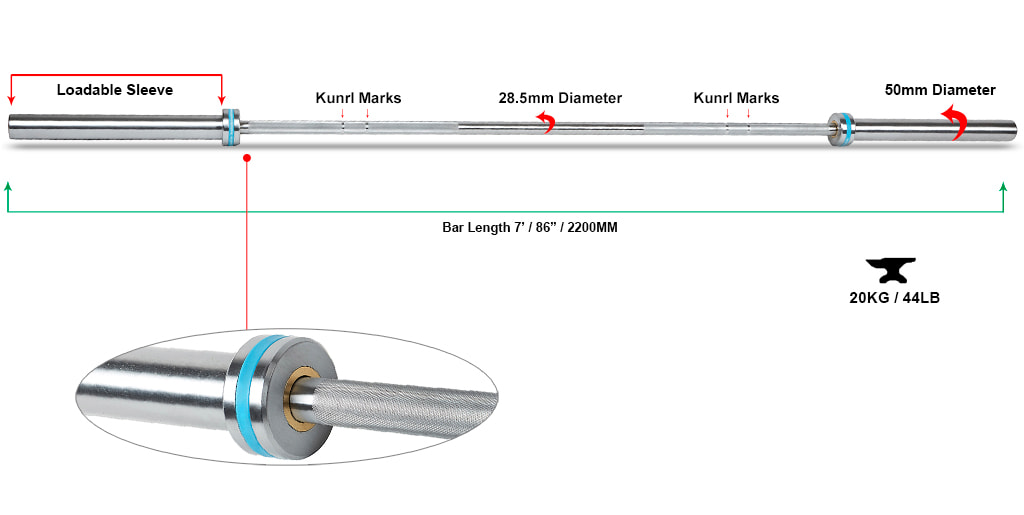 Heavy-Duty Hard Chrome Barbell – 7FT, 1500LB Capacity | Multipurpose Power Bar
