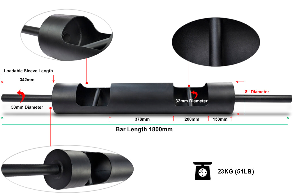 Olympic Strongman Log Bar – Available in 8", 10" & 12" Diameters
