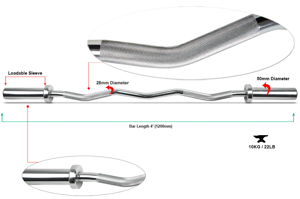 4-Foot Olympic EZ Curl Bar