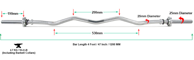 47-Inch EZ Curl Bar with Threaded Spin-Lock Collars