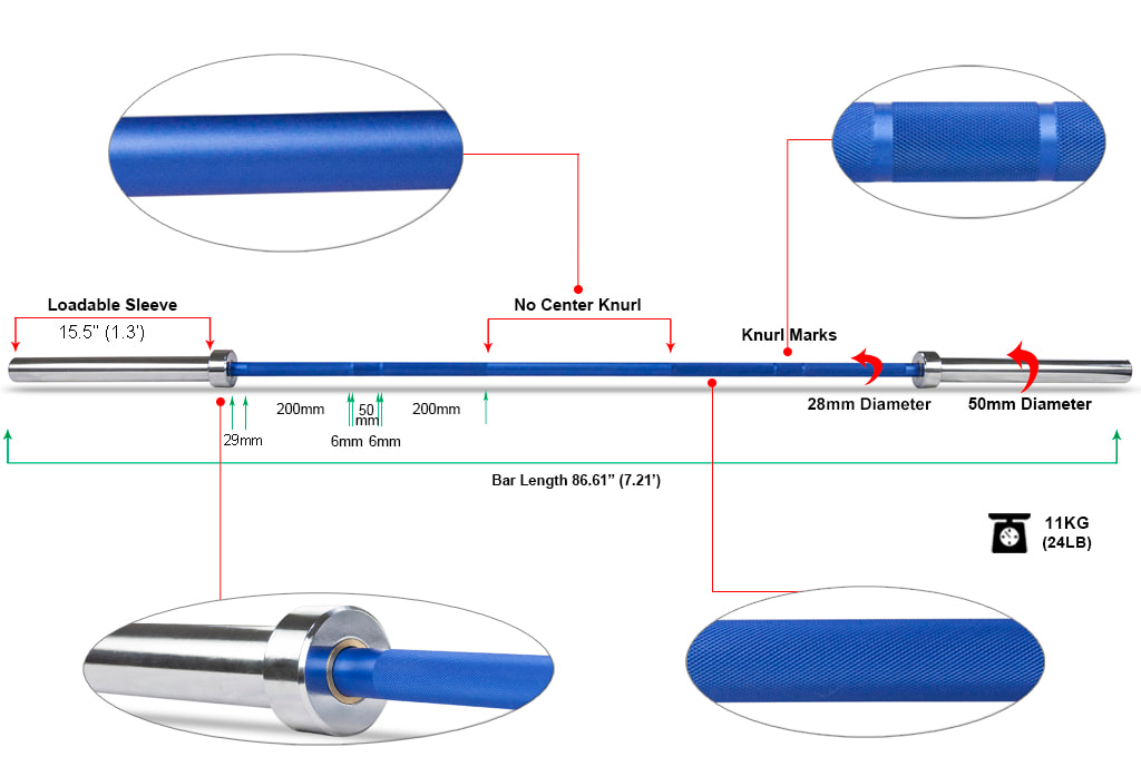 Aluminum Olympic Technique Barbell | 11KG Custom Color Training Bar