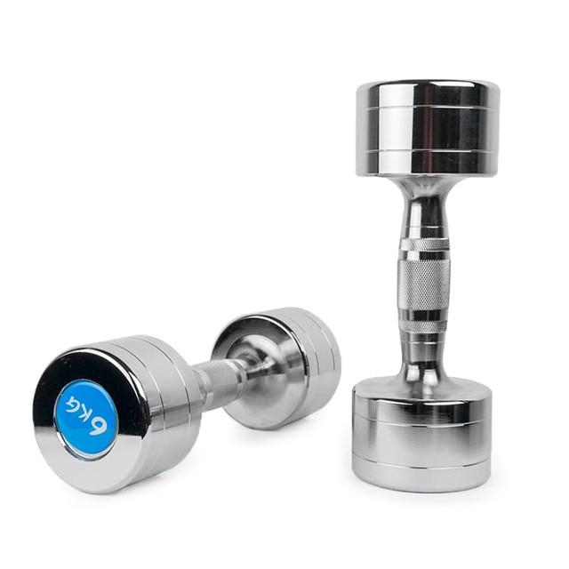 Chrome Solid Dumbbell Set with Contoured Handle (1-10KG)