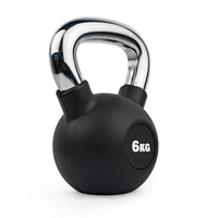 Rubber Coated Kettlebells with Chrome Handle, Black (From 4KG to 40KG)
