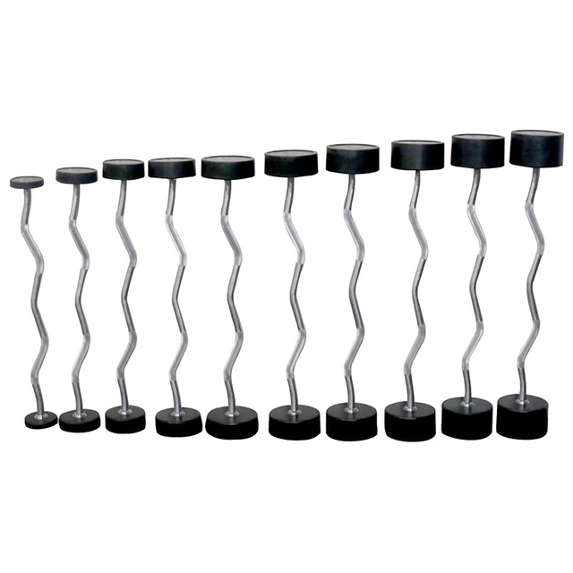 Rubber Fixed EZ Curl Barbell Set (20-110 LB) | Pre-Loaded Knurled Bar