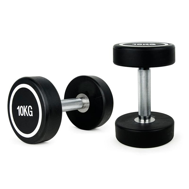 Custom Solid Steel Urethane Dumbbells (from 2KG to 50KG, 5LB to 100LB)